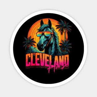 Retro Wave Rainbow Cleveland Horse Vibes Magnet